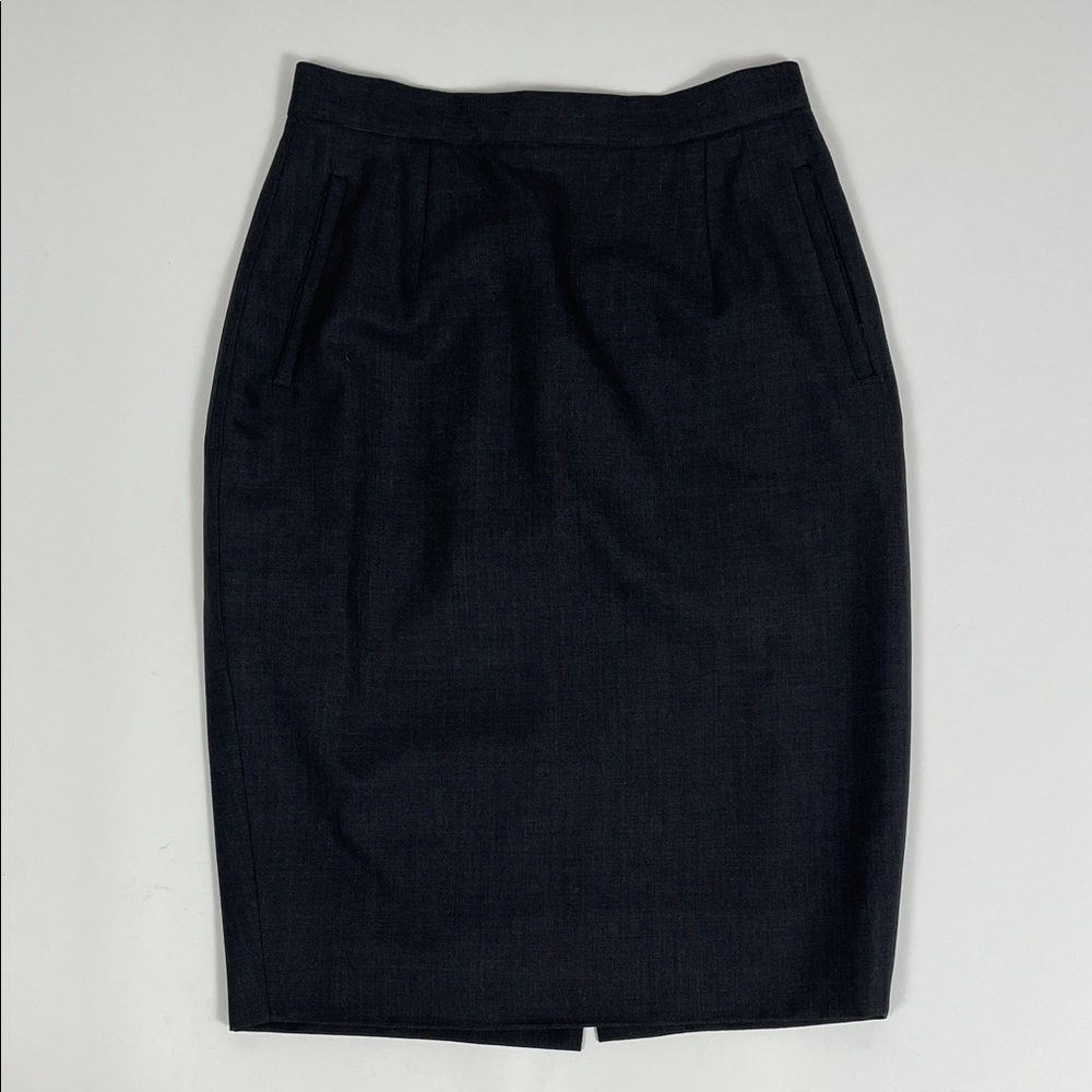 Dara Lamb Gray Wool Lined Pencil Skirt.